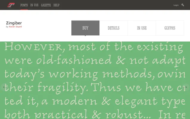 Zingiber specimen from Typofonderie