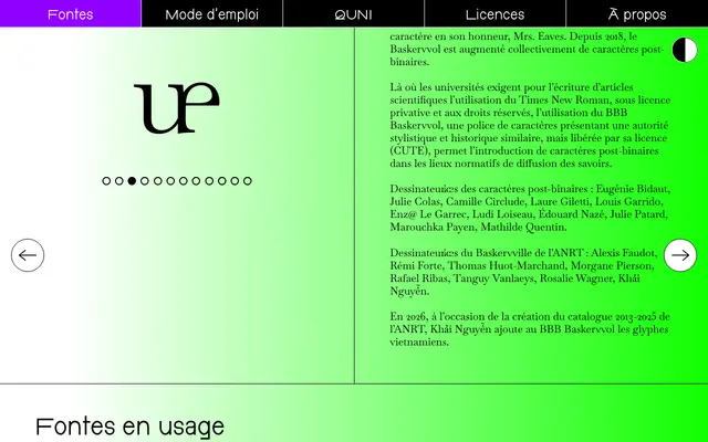 BBB Baskervvol specimen from Typothèque Bye Bye Binary
