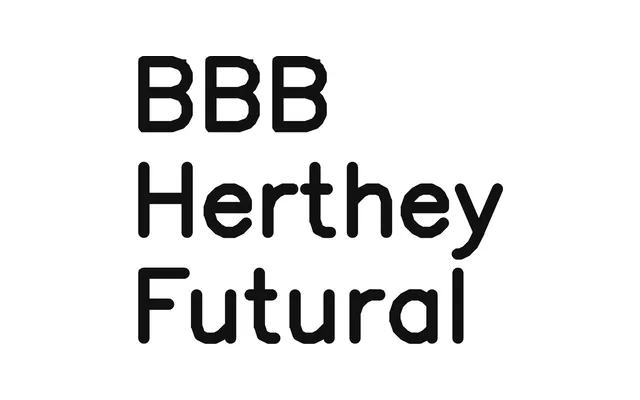 BBB Herthey Futural specimen from Typothèque Bye Bye Binary