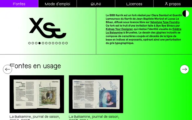 BBB Karrik specimen from Typothèque Bye Bye Binary