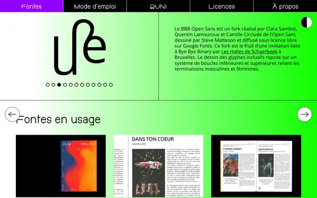 BBB Open Sans specimen from Typothèque Bye Bye Binary