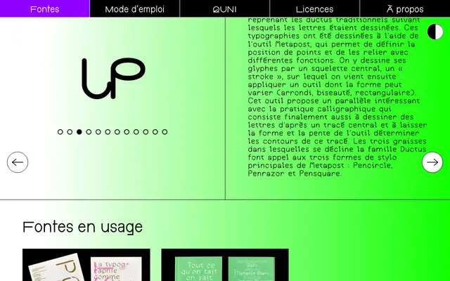 Ductus specimen from Typothèque Bye Bye Binary