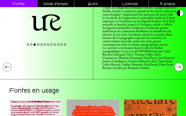 Garabosse specimen from Typothèque Bye Bye Binary