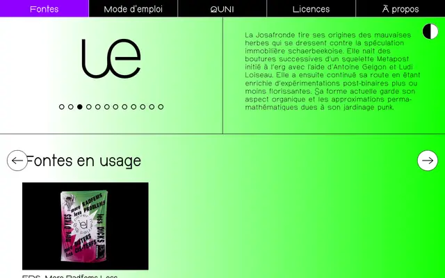 Josafronde specimen from Typothèque Bye Bye Binary