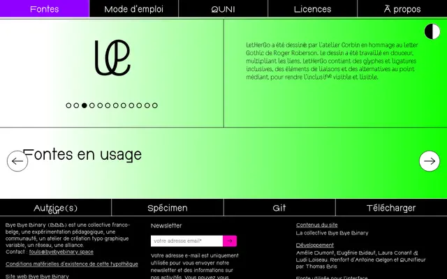 Let Her Go specimen from Typothèque Bye Bye Binary