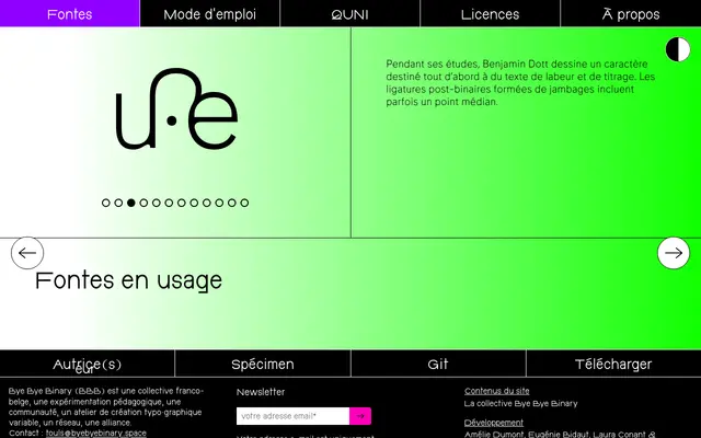 Tremplin specimen from Typothèque Bye Bye Binary