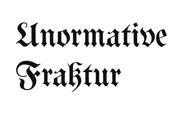 Unormative Fraktur specimen from Typothèque Bye Bye Binary
