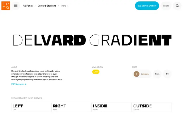 Delvard Gradient specimen from Typotheque