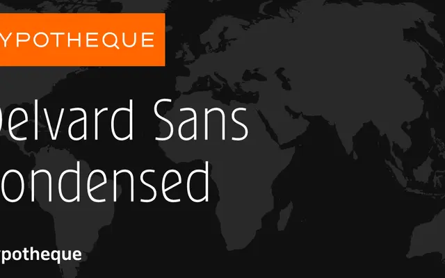 Delvard Sans Condensed specimen from Typotheque
