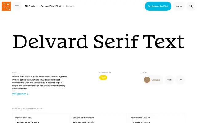 Delvard Serif Text specimen from Typotheque