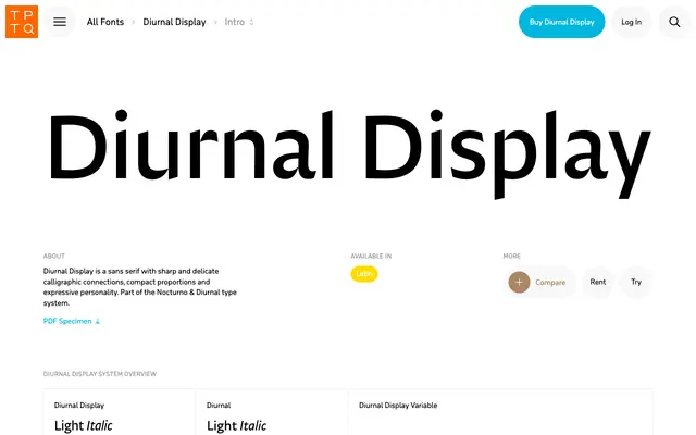 Diurnal Display specimen from Typotheque