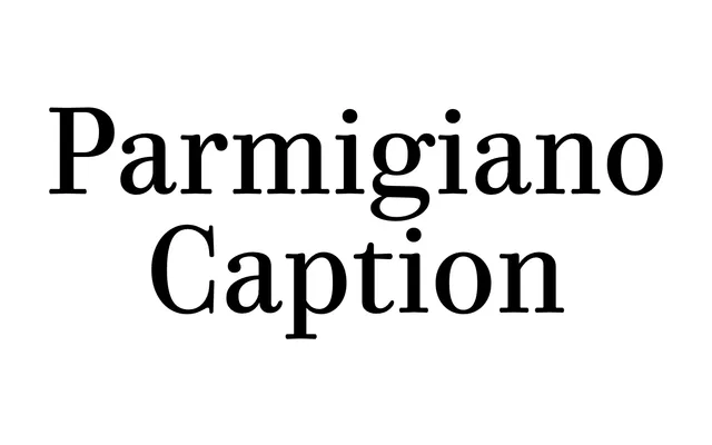 Parmigiano Caption specimen from Typotheque