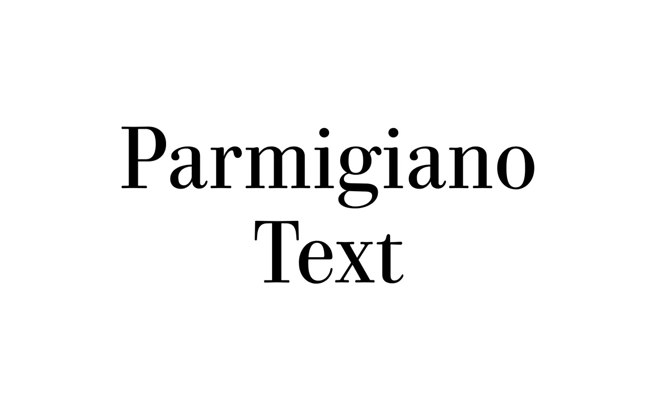Parmigiano Text specimen from Typotheque