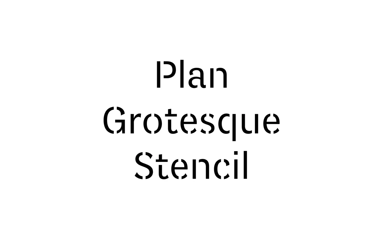 Plan Grotesque Stencil specimen from Typotheque