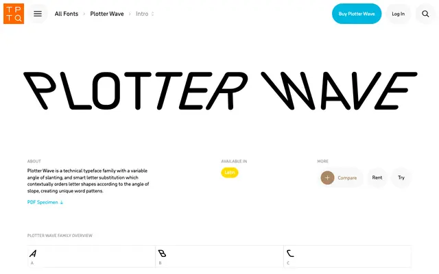 Plotter Wave specimen from Typotheque