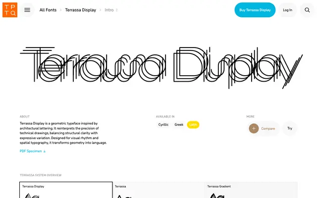 Terrassa Display specimen from Typotheque