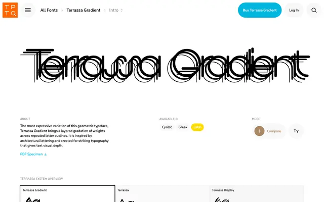Terrassa Gradient specimen from Typotheque