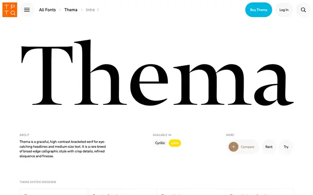 Thema specimen from Typotheque