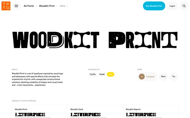 Woodkit Print specimen from Typotheque