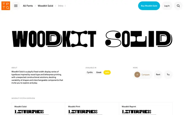 Woodkit Solid specimen from Typotheque