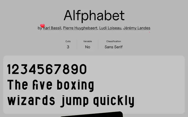 Alfphabet specimen from Uncut