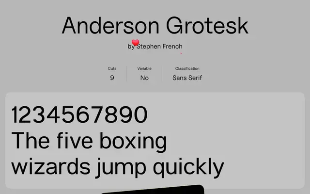 Anderson Grotesk specimen from Uncut