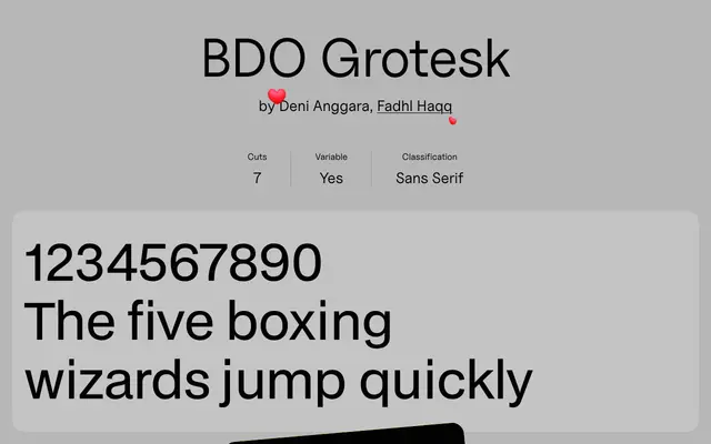 BDO Grotesk specimen from Uncut