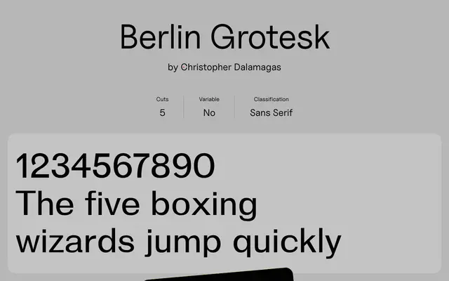 Berlin Grotesk specimen from Uncut