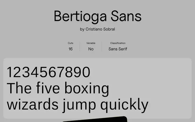 Bertioga Sans specimen from Uncut