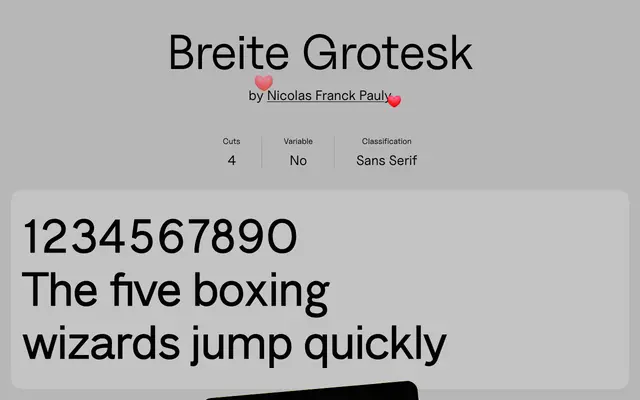 Breite Grotesk specimen from Uncut