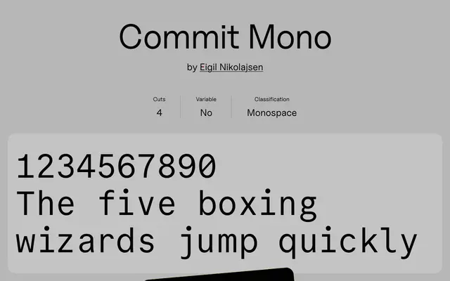 Commit Mono specimen from Uncut