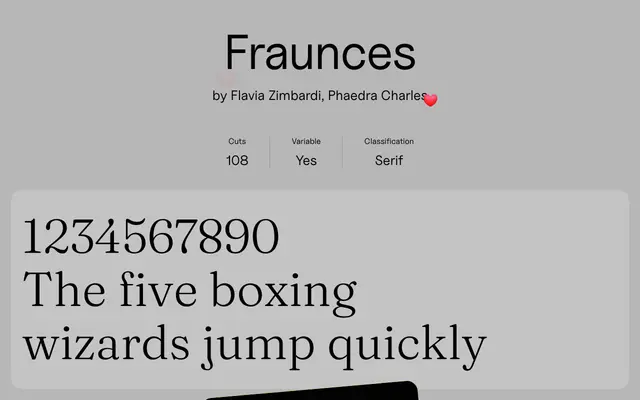 Fraunces specimen from Uncut