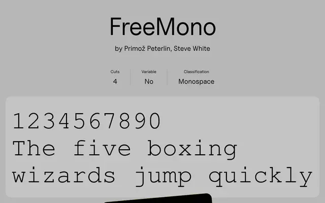 FreeMono specimen from Uncut