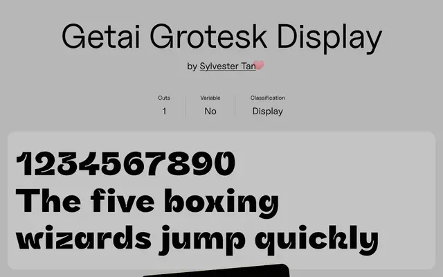 Getai Grotesk Display specimen from Uncut