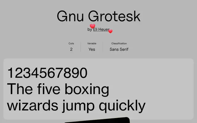 Gnu Grotesk specimen from Uncut