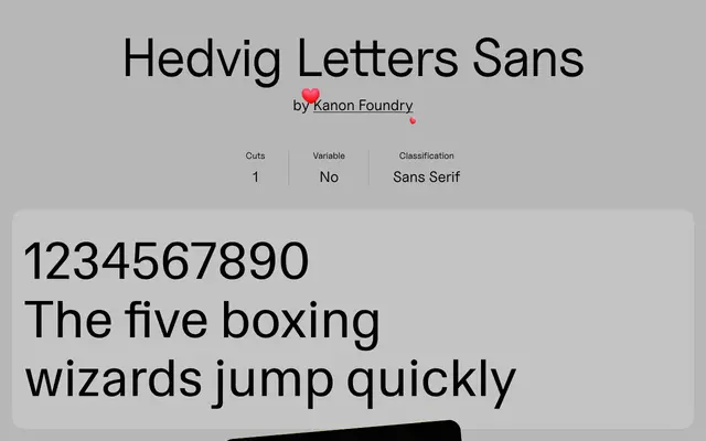 Hedvig Letters Sans specimen from Uncut