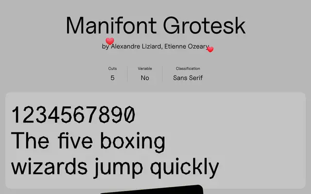 Manifont Grotesk specimen from Uncut
