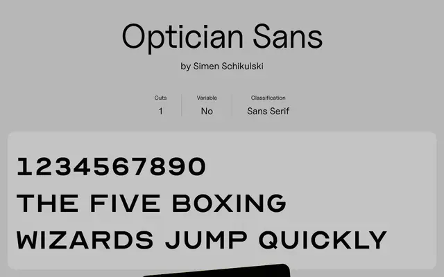 Optician Sans specimen from Uncut