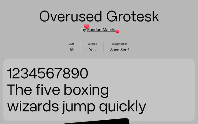Overused Grotesk specimen from Uncut