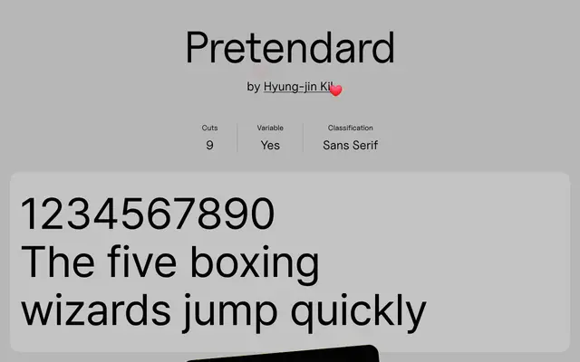 Pretendard specimen from Uncut