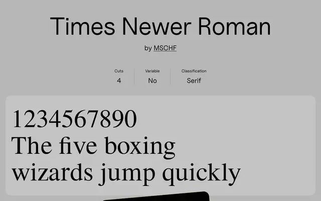 Times Newer Roman specimen from Uncut