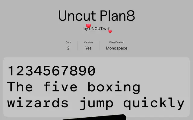 Uncut Plan8 specimen from Uncut