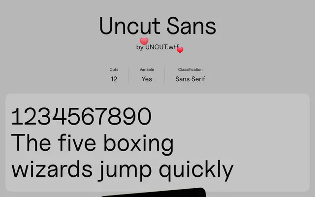 Uncut Sans specimen from Uncut
