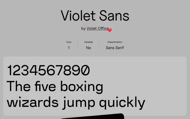 Violet Sans specimen from Uncut
