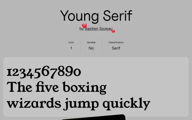 Young Serif specimen from Uncut