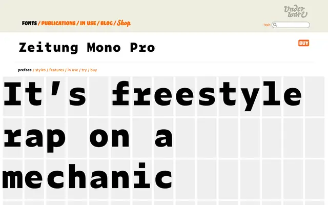 Zeitung Mono specimen from Underware