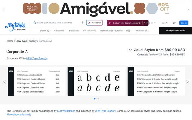 Corporate A specimen from URW Type Foundry