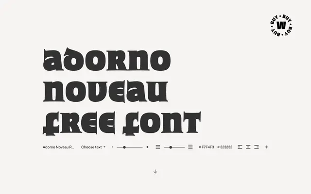 Adorno Noveau specimen from W Type Foundry