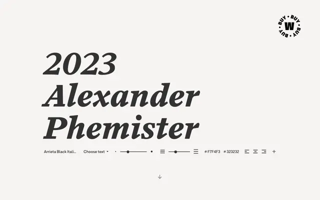 Arrieta specimen from W Type Foundry