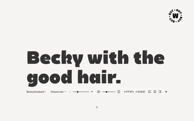 Becky specimen from W Type Foundry